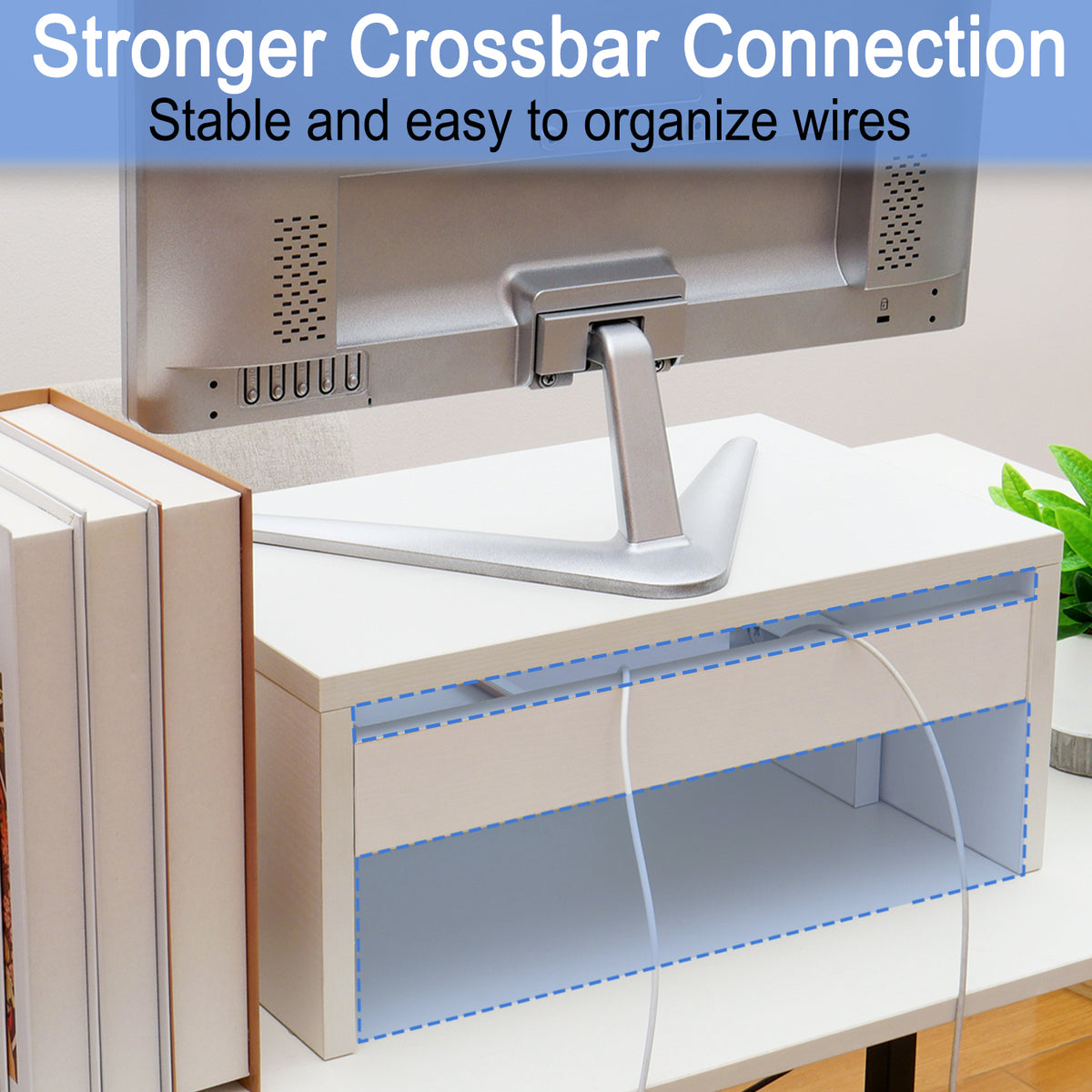 Teamix Monitor Stand Riser with Storage, 6.7" Tall Wood Desk Organizer