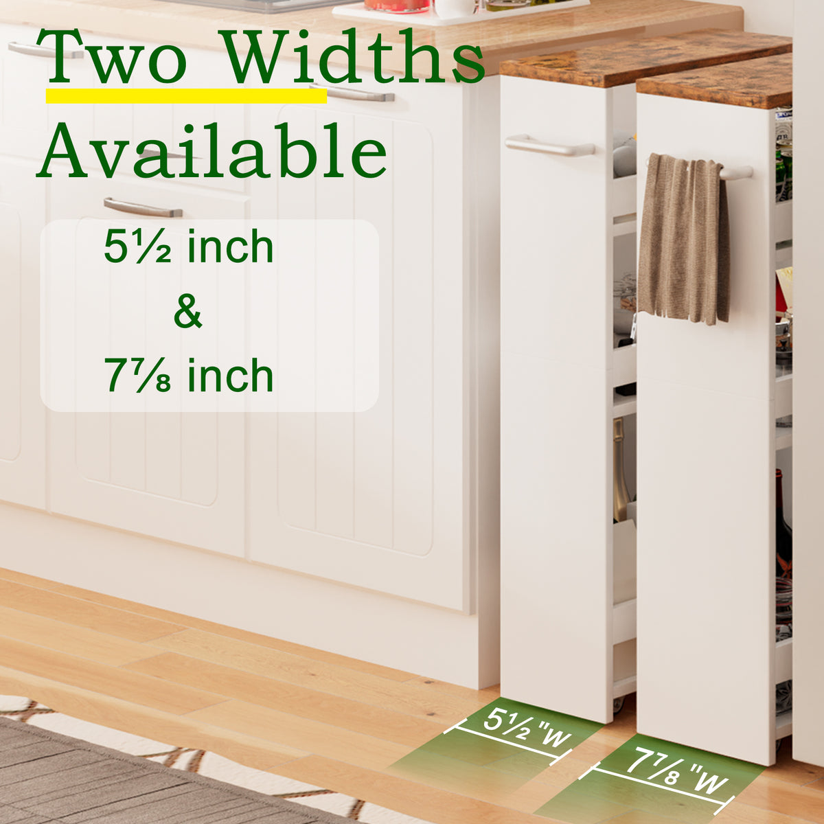 Slim Rolling Storage Cart, Wood 4-Tier Narrow Kitchen/Laundry Cart
