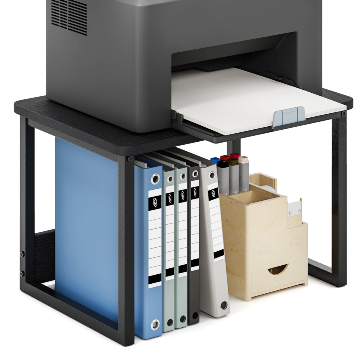 Teamix 2-Tier Printer Stand for Desk with Storage Shelf, 100 lb Capacity