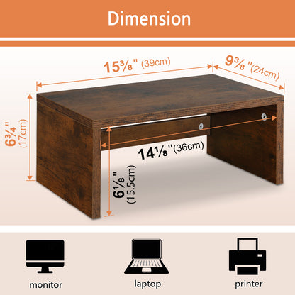 Teamix Monitor Stand Riser with Storage, 6.7" Tall Wood Desk Organizer