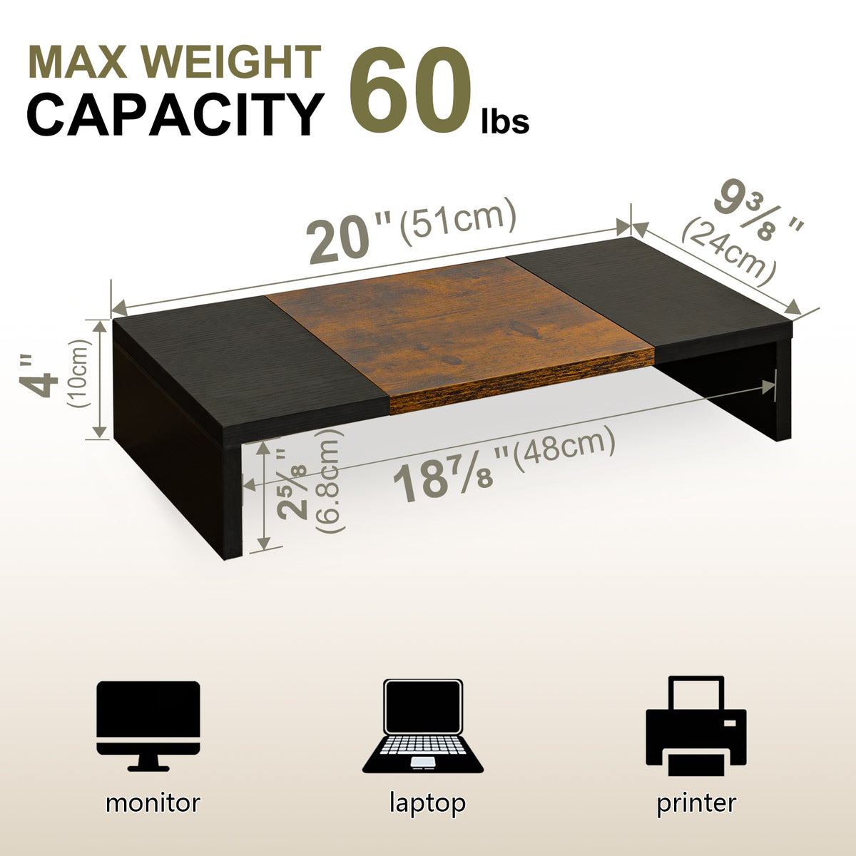 Teamix Monitor Stand Riser 20 Inch with Storage for Desk