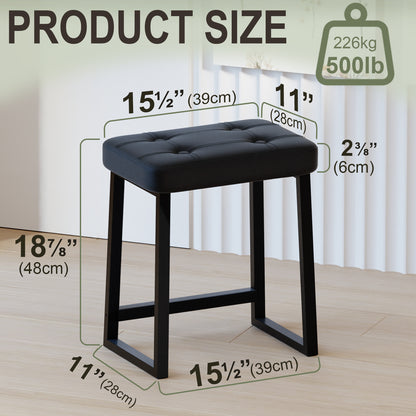Teamix Vanity Stool Chair, 19" Makeup Stool with Footrest, 500 lb Capacity