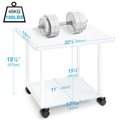 Teamix Rolling Printer Stand, 22" Under Desk Printer Cart with Storage