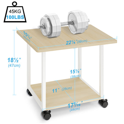 Teamix Rolling Printer Stand, 22" Under Desk Printer Cart with Storage