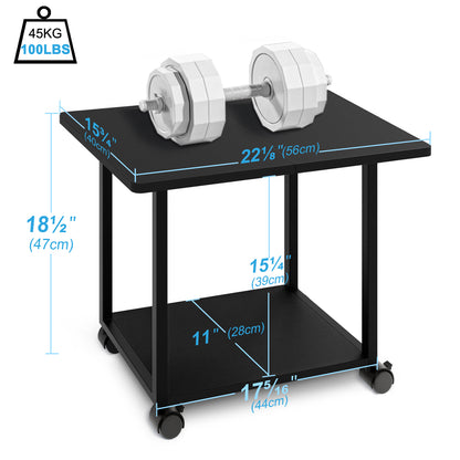 Teamix Rolling Printer Stand, 22" Under Desk Printer Cart with Storage