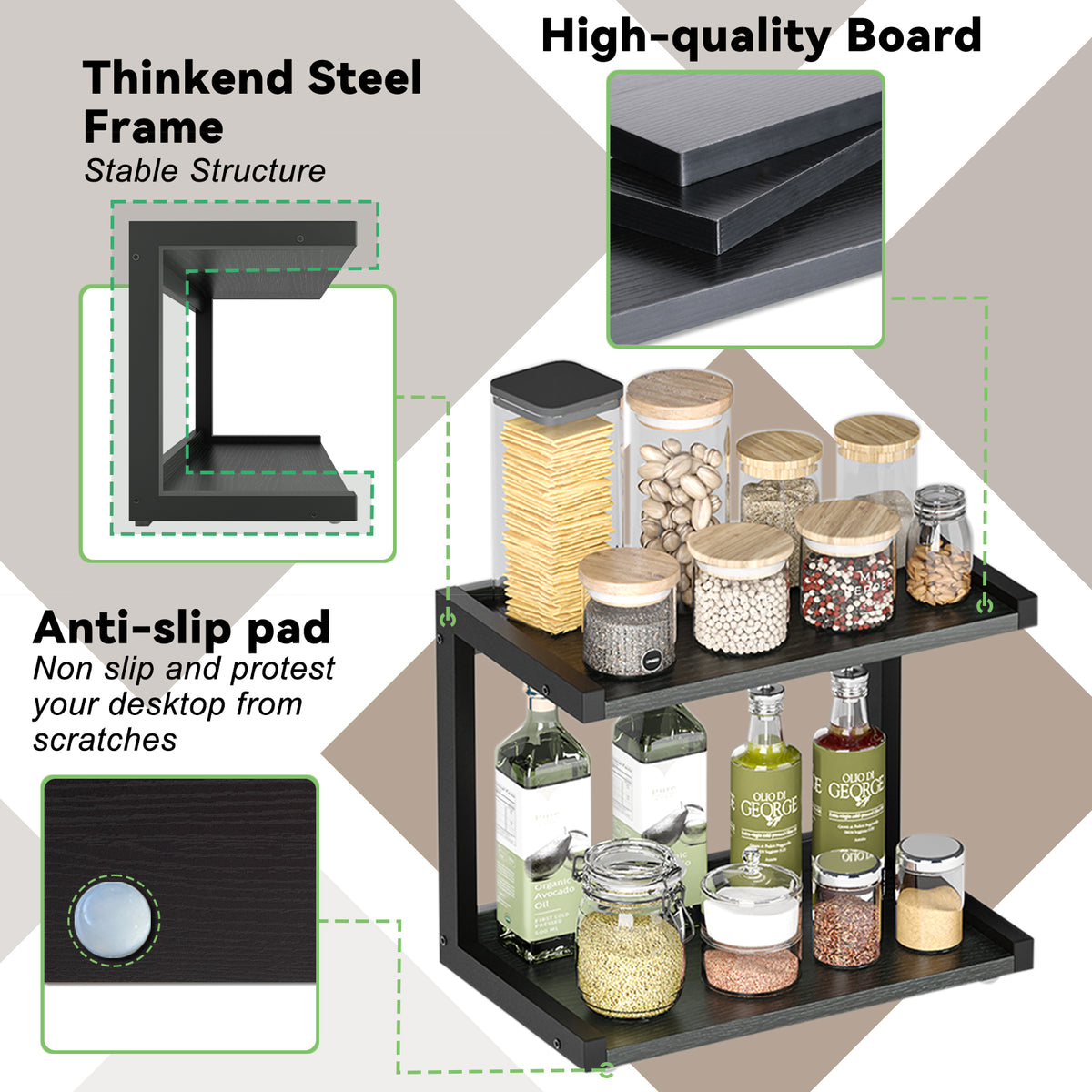 Teamix Spice Rack Kitchen Counter Shelf Organizer, 12.6 × 7.7 × 10.6 in Coffee Station