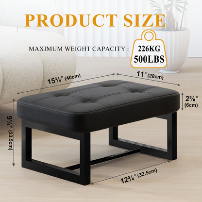 Teamix Small Ottoman Foot Stool, 500 lb Faux Leather Under Desk Footrest