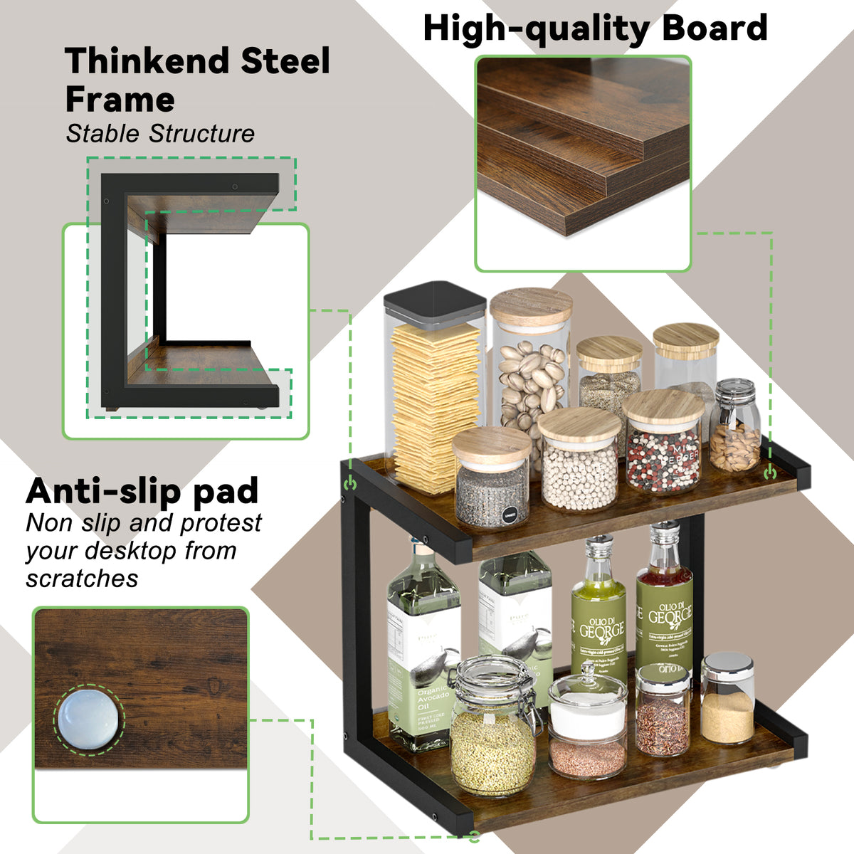 Teamix Spice Rack Kitchen Counter Shelf Organizer, 12.6 × 7.7 × 10.6 in Coffee Station