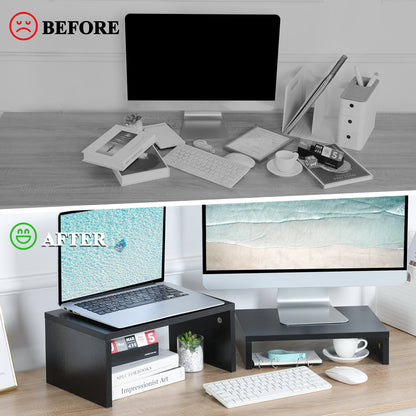 Teamix 2-Pack Monitor Stand Risers for Dual Organizer, 80 lb Capacity
