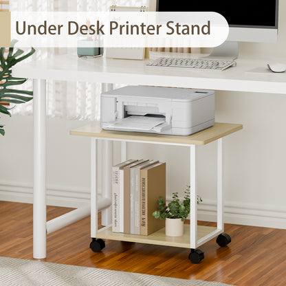 Teamix Rolling Printer Stand, 22" Under Desk Printer Cart with Storage
