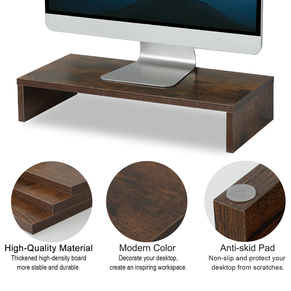 20 Inch Monitor Stand Riser for Desk, Wood Computer Stand