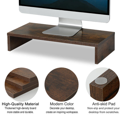 20 Inch Monitor Stand Riser for Desk, Wood Computer Stand