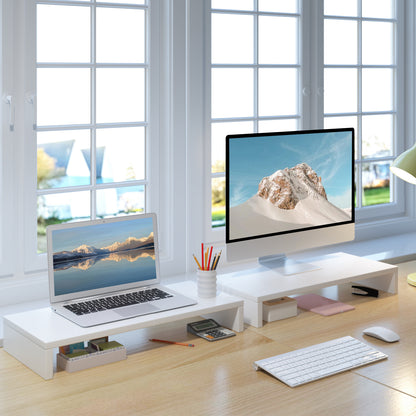 Teamix 2-Pack 20" Monitor Stand Risers with Keyboard Storage