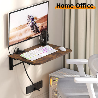 Teamix 22" Wall Mounted Folding Desk with Charging Station