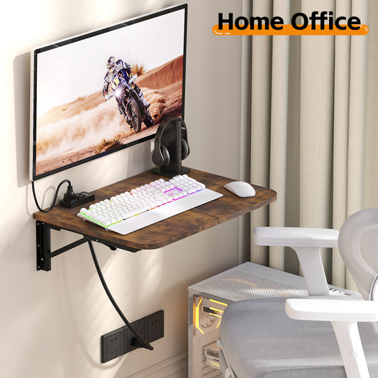 Teamix 22" Wall Mounted Folding Desk with Charging Station