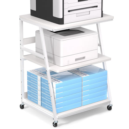 Teamix Rolling Printer Stand, 3-Tier Printer Cart with Adjustable Shelf