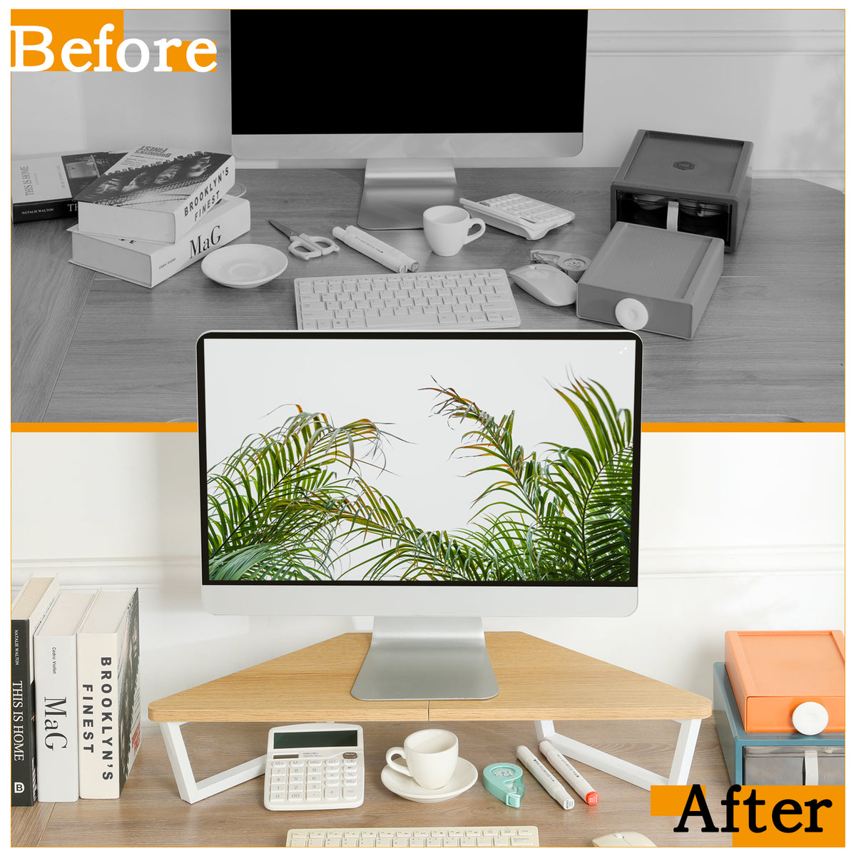 26" Corner Monitor Stand Riser for L-Shaped Desks