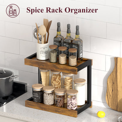 Teamix Counter Shelf Organizer, 15.75 × 8.8 × 14.4 in Spice Rack & Coffee Station Shelf