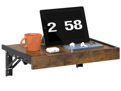 Teamix Wall Mounted Folding Bedside Shelf, 16.5" Floating Nightstand with Storage