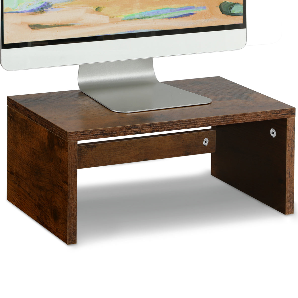 Teamix Monitor Stand Riser with Storage, 6.7" Tall Wood Desk Organizer