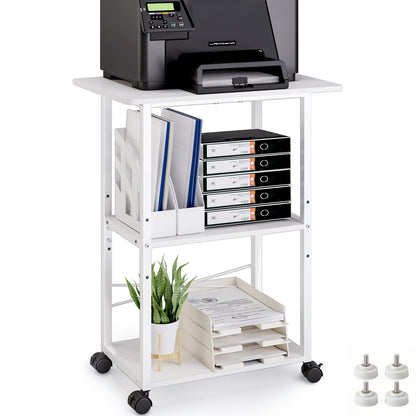 Teamix Rolling Printer Stand, 3-Tier 22" Mobile Printer Cart with Adjustable Shelf