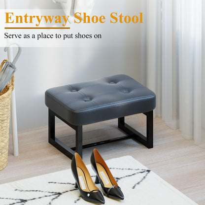 Teamix Small Ottoman Foot Stool, 500 lb Faux Leather Under Desk Footrest