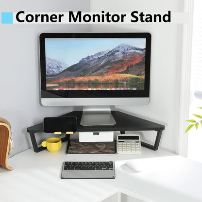 Teamix 26" Corner Monitor Stand Riser with Drawer & Phone Holder