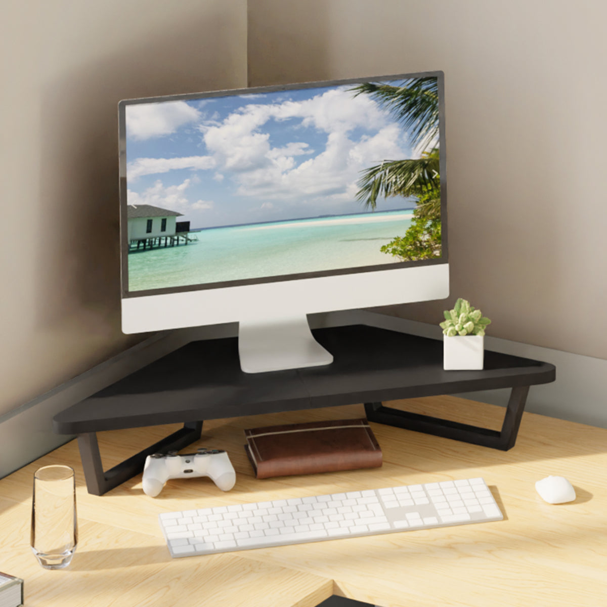 26" Corner Monitor Stand Riser for L-Shaped Desks