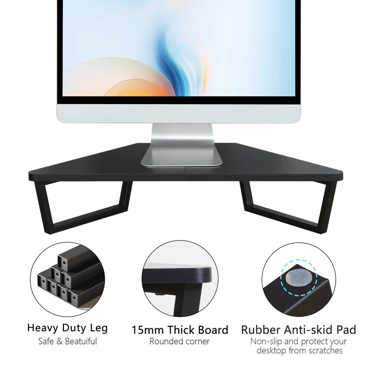Teamix 26" Corner Monitor Stand Riser with Drawer & Phone Holder