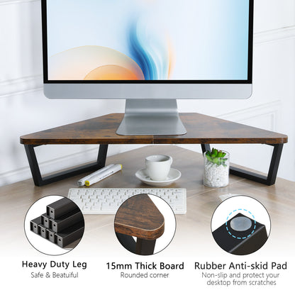Teamix 26" Corner Monitor Stand Riser with Drawer & Phone Holder