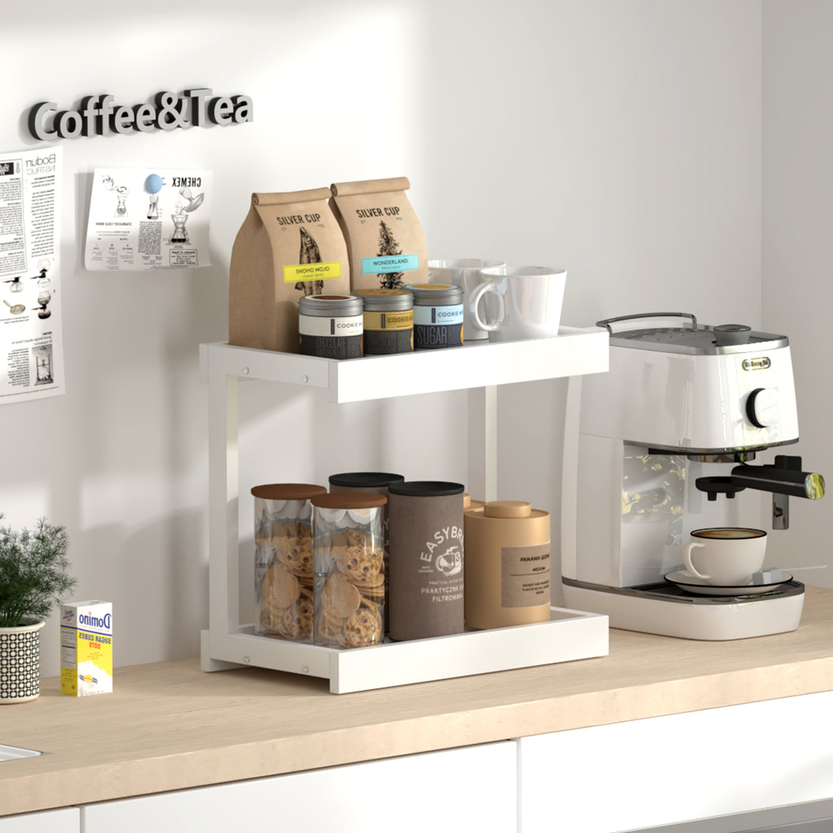 Teamix Counter Shelf Organizer, 15.75 × 8.8 × 14.4 in Spice Rack & Coffee Station Shelf
