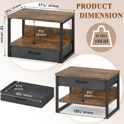 Teamix Printer Stand with Drawer, 2-Tier Desktop Printer Riser with Storage