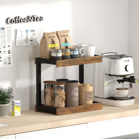 Teamix Counter Shelf Organizer, 15.75 × 8.8 × 14.4 in Spice Rack & Coffee Station Shelf