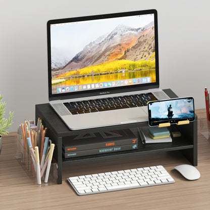 Teamix 16.1" 2-Tier Monitor Stand Riser with Phone Stand & Pen Holder