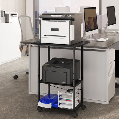 Teamix Rolling Printer Stand, 3-Tier 22" Mobile Printer Cart with Adjustable Shelf