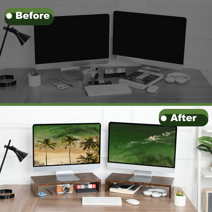 Teamix 2-Pack 20" Monitor Stand Risers with Keyboard Storage