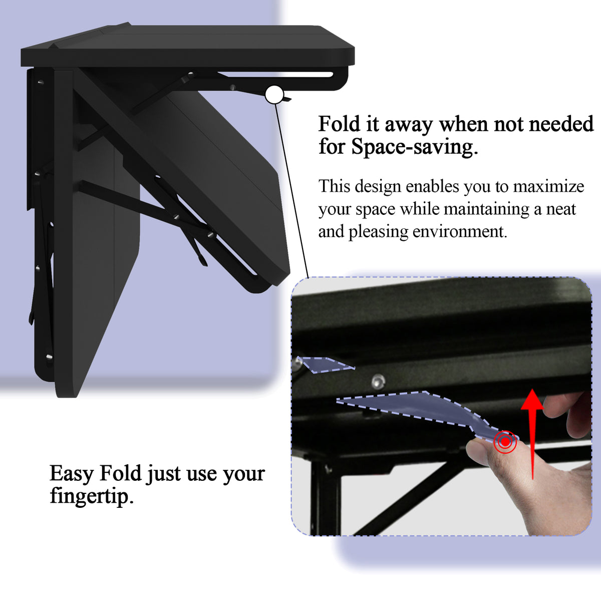 Wall Mounted Folding Table, Floating Desk for Small Spaces