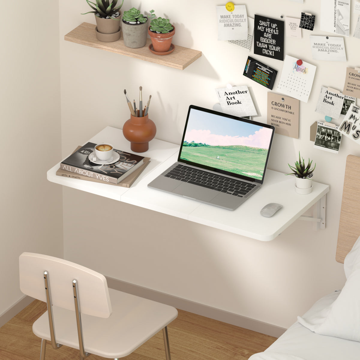 29.9 x 15.7inch, Wall Mounted Folding Desk for Small Spaces