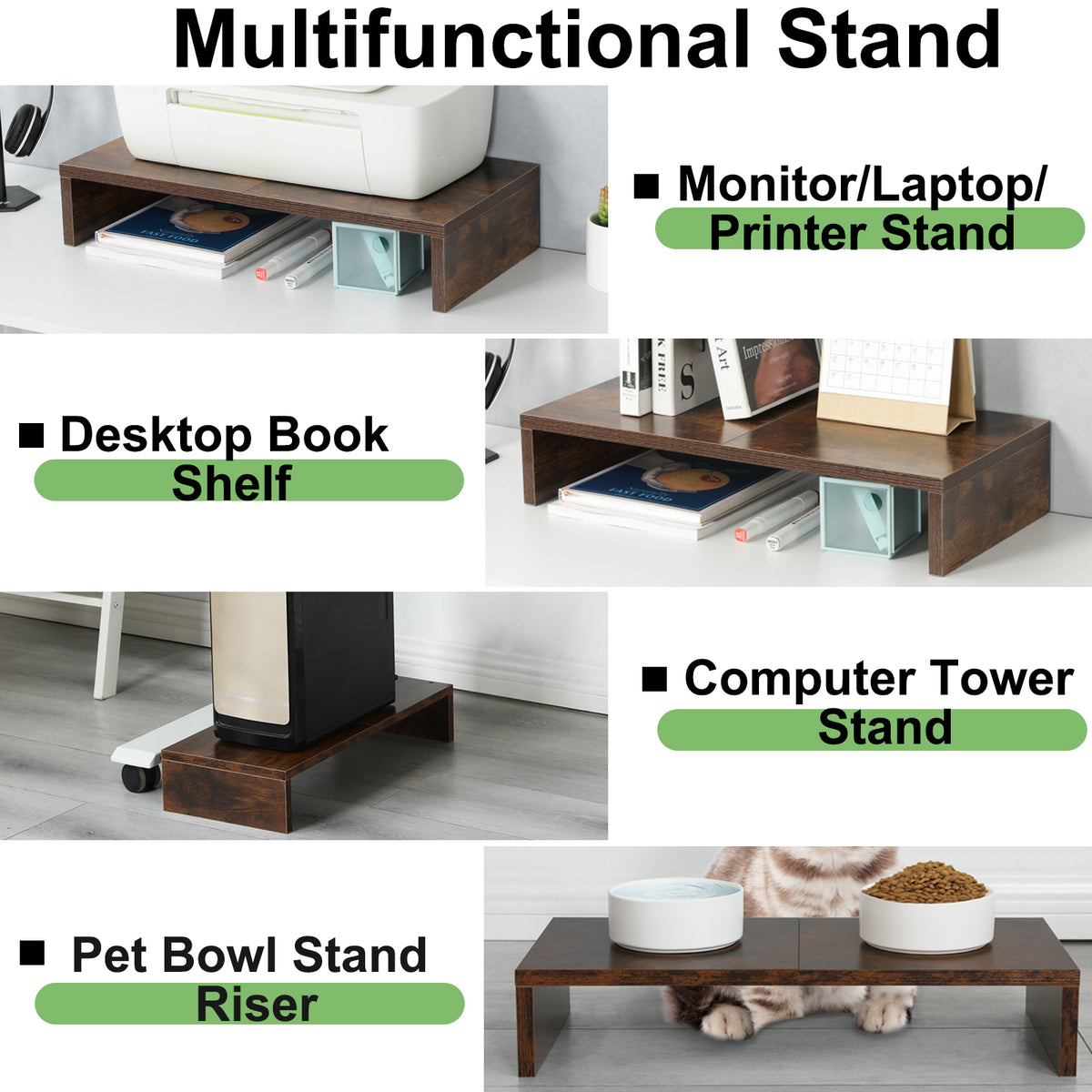 Teamix 2-Pack 20" Monitor Stand Risers with Keyboard Storage