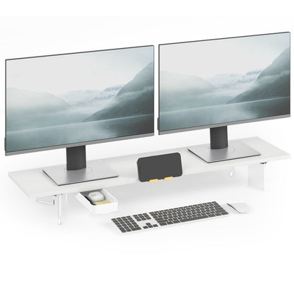 Teamix 39.4" Dual Monitor Stand Riser with Drawer & Acrylic Legs