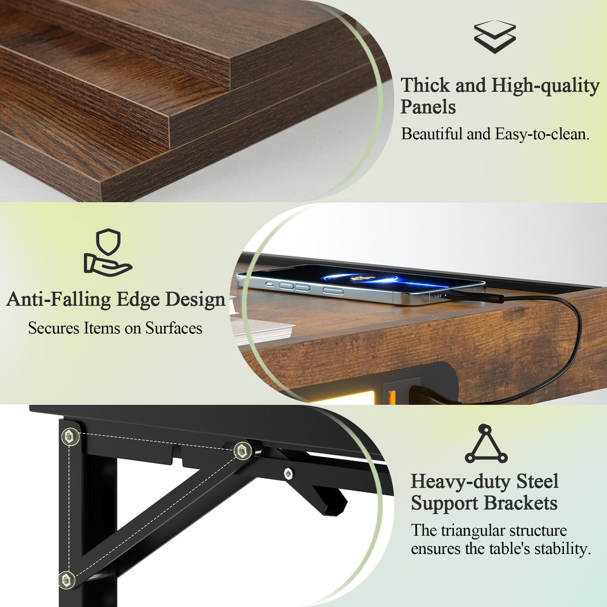 Teamix Wall Mounted Nightstand with USB-C & LED Light