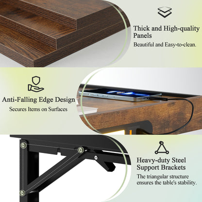Teamix Wall Mounted Nightstand with USB-C & LED Light
