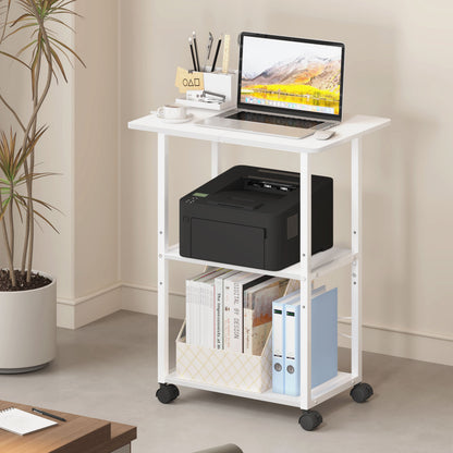 Teamix Rolling Printer Stand, 3-Tier 22" Mobile Printer Cart with Adjustable Shelf