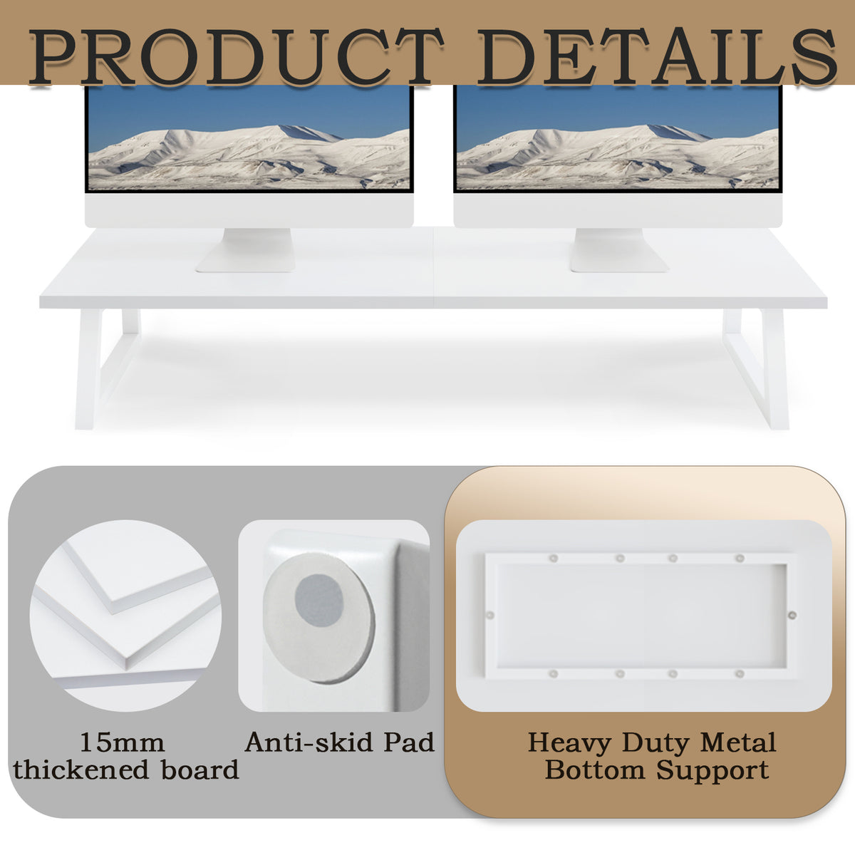 Teamix 31.5" Dual Monitor Stand Riser with Storage