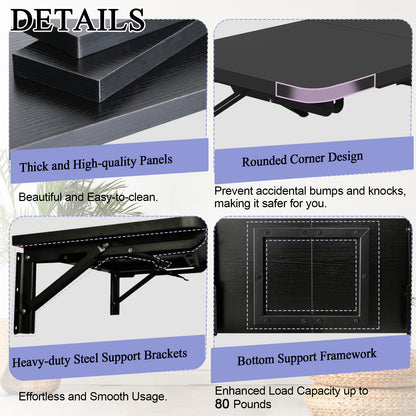 Wall Mounted Folding Table, Floating Desk for Small Spaces