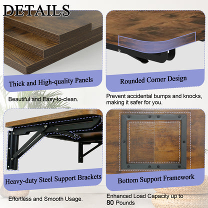 Wall Mounted Folding Table, Floating Desk for Small Spaces