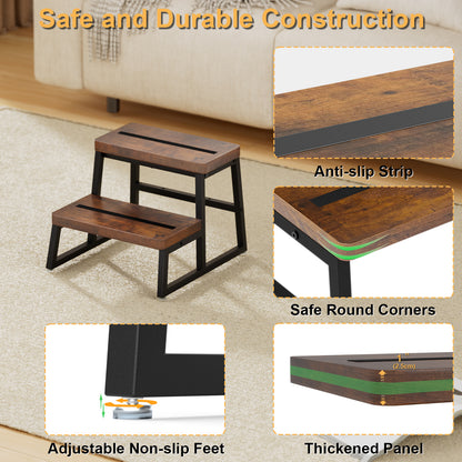 Teamix 2-Step Stool for Adults, 500 lb Heavy-Duty Wood Step Stool.
