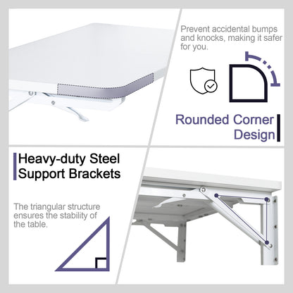 Teamix Wall Mounted Folding Table, 22" Space-Saving Floating Desk