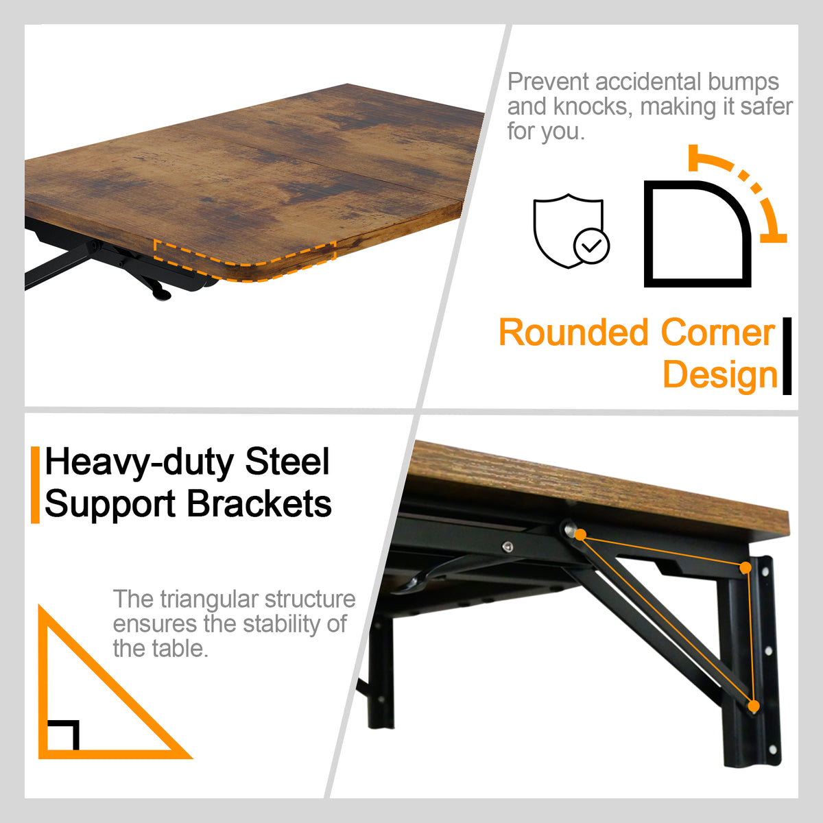 Teamix Wall Mounted Folding Table, 22" Space-Saving Floating Desk