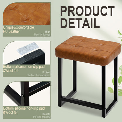 Teamix Vanity Stool Chair, 19" Makeup Stool with Footrest, 500 lb Capacity